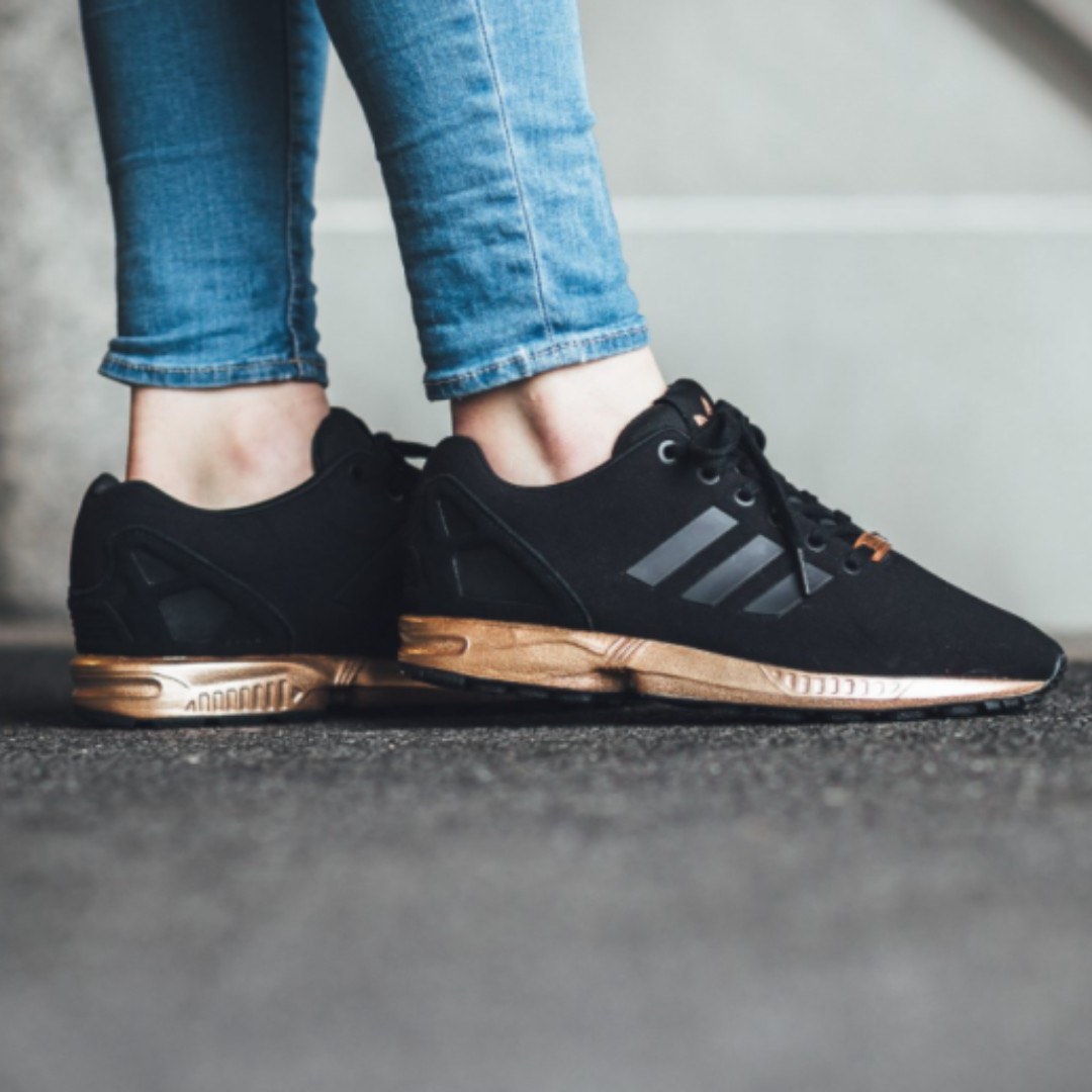 Adidas black & rose gold zx flux trainers outlet
