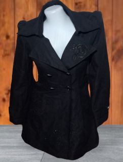 Black Flowers Dress Trench Coat