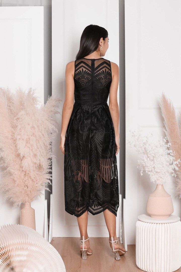 Brand New Premium Quinna Organza Mesh Lace Dress Black Women s Fashion Dresses Sets Dresses on Carousell