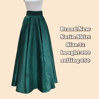 Brandnew Mossgreen Satin Skirt Large
