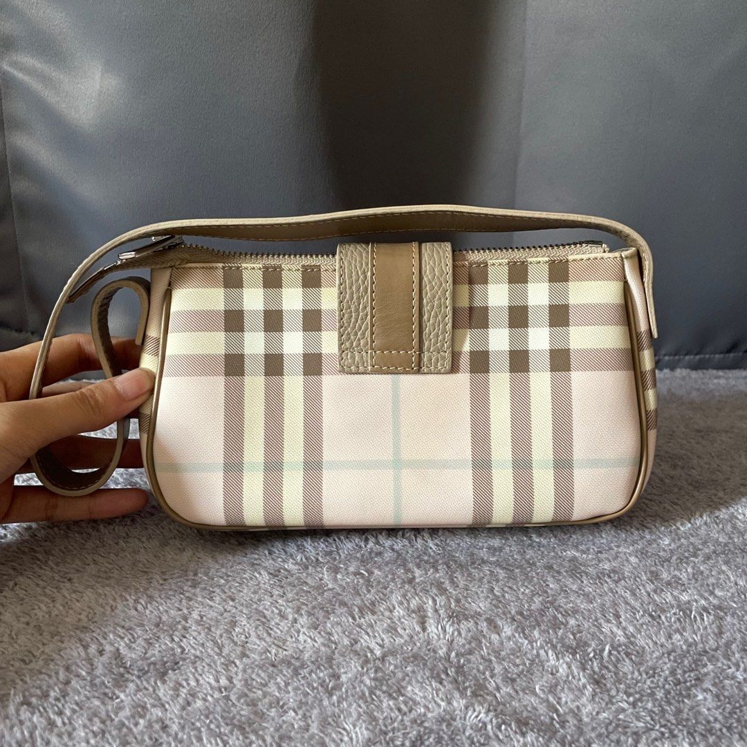 Burberry Pink Nova Check Pochette Luxury Bags Wallets on Carousell