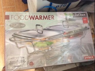 Chef Inox Pyrex Food Warmer, with Stand and Lid 2x1.5L