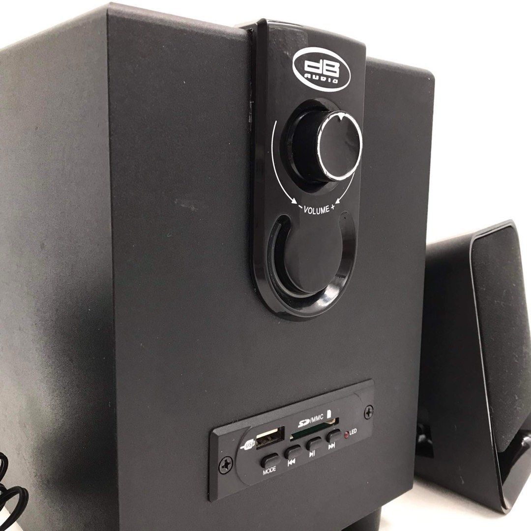 DB AUDIO SUB-X3U 2.1 Multimedia Speakers (Category: Soundbars, Speakers & Amplifiers) located in Pasay City. Submitted by meostore (Listing ID 1294848189, Image 2). Description: -Power Rating: 230V ~ 50/60Hz - 15 Watts -Unit Model: SUB-X3U -Function: Vol. USB/ SD -Driver unit woofer: 4 inches -Satellite: 3” x 2 -Freq. Response: 50Hz-18KHz -Ideal for home theater, music component setup for indoors.