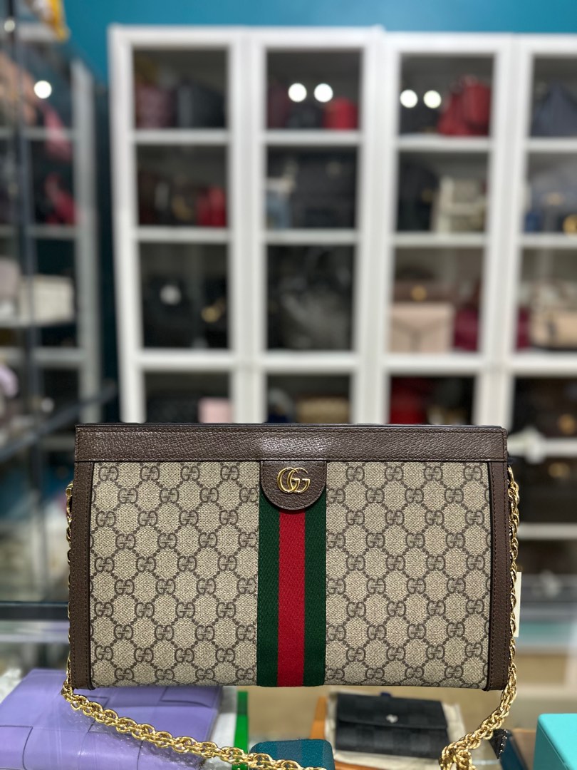 Gucci GG Supreme Monogram Web Ophidia Chain Shoulder Bag