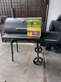 Heavy Duty Offset BBQ Smoker Pro with auto rotisserie