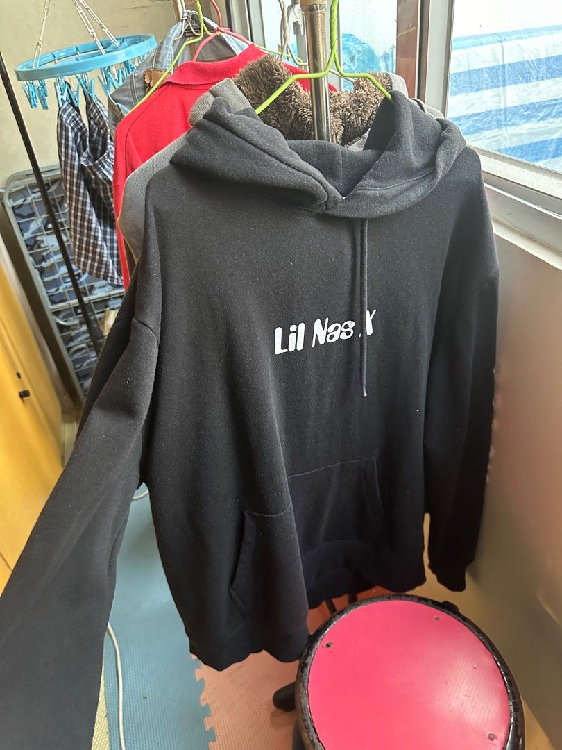 H&M X Lil Nas X 黑色hoodie有帽衛衣XL 碼, 男裝, 上身及套裝, 衛衣