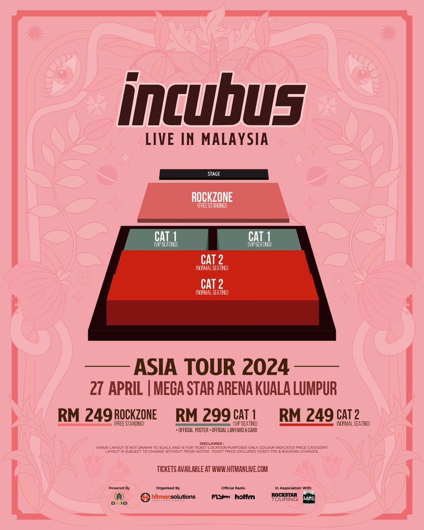 Incubus Asia Tour 2025 Live in Malaysia, Tickets & Vouchers, Event