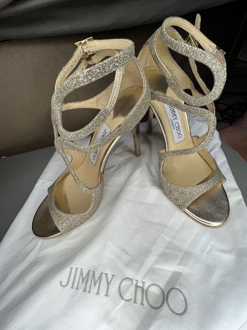 Jimmy Choo Lang Gold Heels Luxury Sneakers Footwear on Carousell