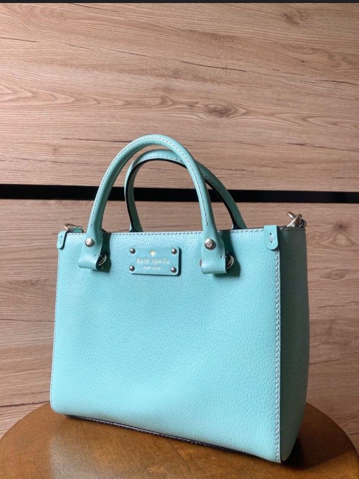 Spade Outlet Designer Handbags Kate Spade Tote Green KATE SPADE Wellesley  Quinn Tote In Tiffany Blue, Luxury, Bags