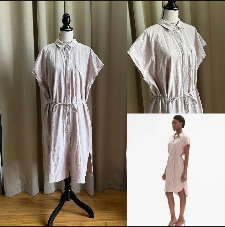 light khaki butto. down belted dress Women s Fashion Dresses Sets Dresses on Carousell