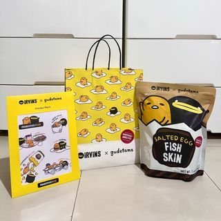 [LIMITED EDITION] Sanrio Gudetama x Irvins Salted Egg Fish Skin Chips with Paper Bag and Sticker Sheet