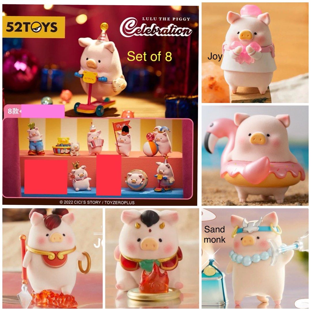 Lulu the piggy , lulu pig , lulu celebration set of 8,lulu in bloom