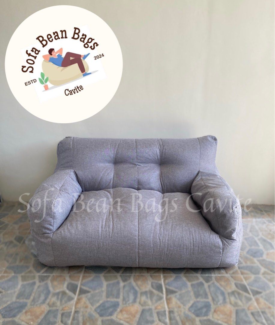 Light Gray Mini Bean Bag Sofa 2-Seater (Category: Other Home Furniture) located in Cavite. Submitted by yasiixoxo (Listing ID 1294329388, Image 2). Description: Try out our newest item.. The MINI BEAN BAG SOFA✨💫 ..in the color Light Gray! Perfect for your small spaces such as bedroom, apartments, dormitory and etc. Made from High Quality Cotton Linen with inner fillings included. Our Mini Bean Bag Sofa can fit 1-2 persons, perfect for adults, al