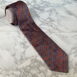 Missoni 100% silk men’s tie - MISSONI Made in Italy silk zig zag necktie repp tie