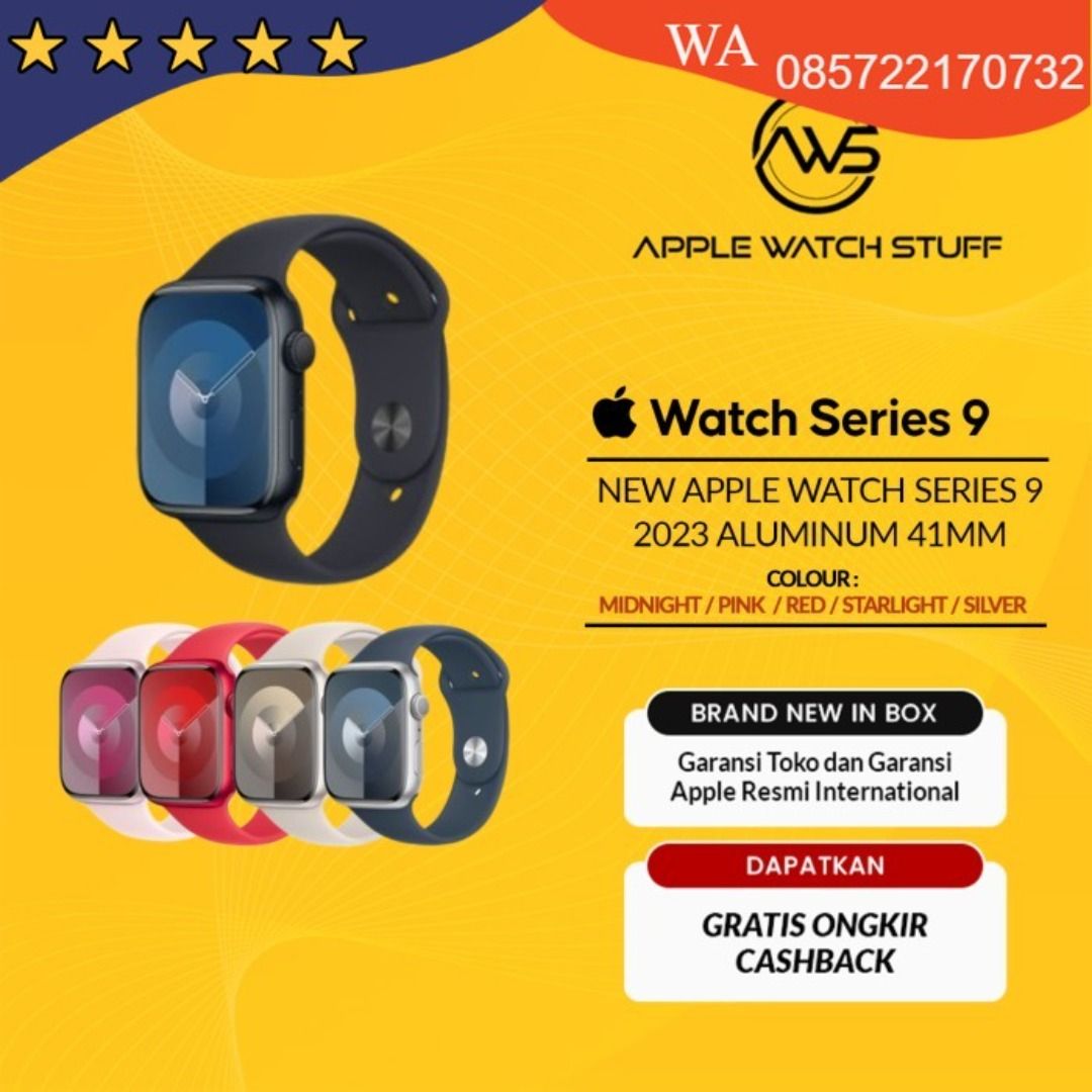 New Apple Watch Series 9 2023 Aluminum 41mm Pink Mid Star Sport Band