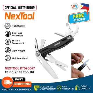 Nextool KT520077 Knight Multitool Portable 12 in 1 Knife Tool Kit Scissors, Phillips/Flathead Screwdriver, Drill/String Awl, Can/Bottle Opener, File, Glass Breaker, Scale, Belt Clip and More use for Outdoor Activities Camping Travel Home Tools - VMI