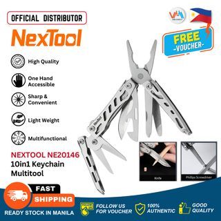 Nextool NE20146 EDC Keychain Multitool 10 in 1 Mini Pocket Knife MultiTool with Needlenose Pliers Scissors Mini Useful Cool Gadgets for Men Fathers Day Gifts from Daughter Sliver VMI Direct