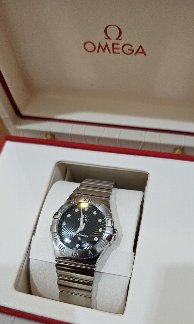 ✨️OMEGA CONSTELLATION WATCH FOR SALE✨️ (Category: Luxury Watches) located in Taguig. Submitted by thegoodhome_ph (Listing ID 1294933008, Image 2). Description: ✨️OMEGA CONSTELLATION WATCH FOR SALE✨️ Specifications: ✅️ Black dial ✅️ With diamonds ✅️ Slightly used (less than 10x only) ✅️ Complete with certificates, box and book ✅️ Bought on Dec 31, 2022 Price: PHP 160,000 See to appreciate. DM for more info 0917 318 8530..
