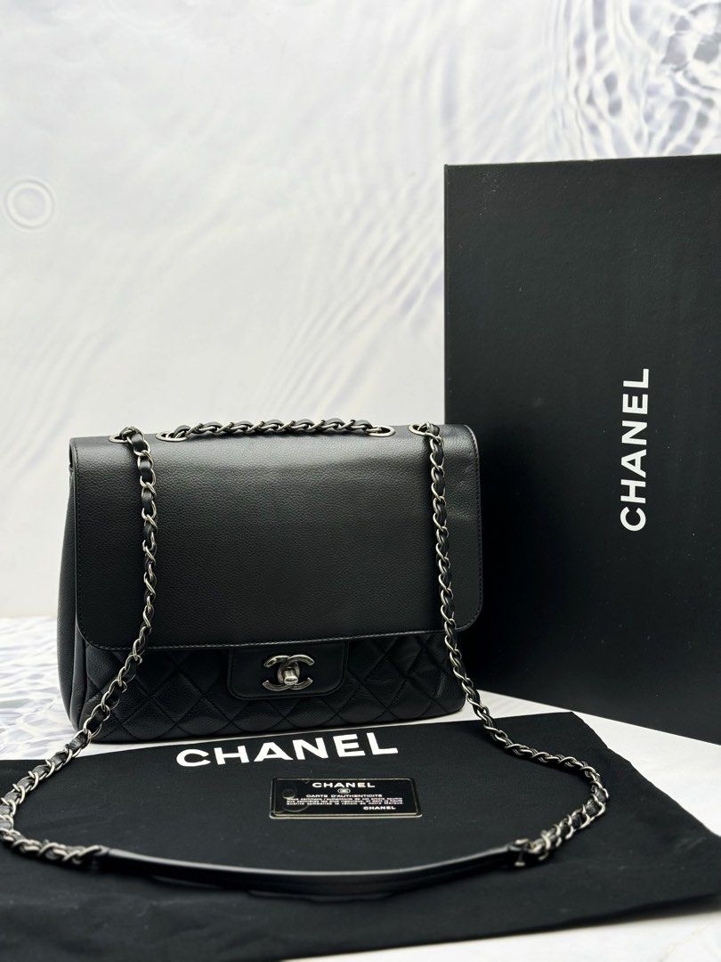 RAYA SALE CHANEL SEASONAL FLAP BAG IN BLACK CAVIAR LEATHER YEAR 2018 FULL SET