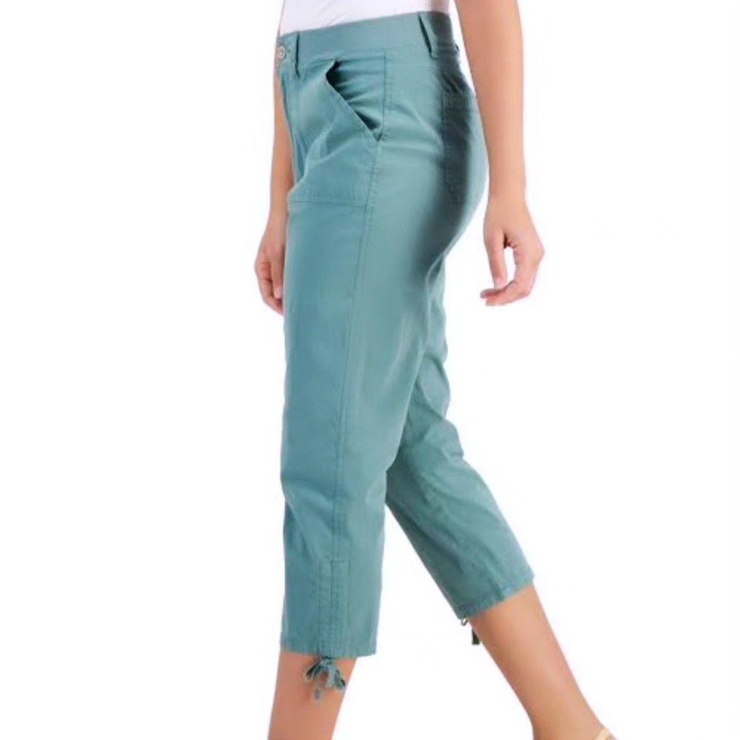 Style & Co Women's Tie Hem Capri Pants Yellow Size 14