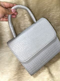 Tia Elegant Gray Mini Handbag Croco Leather