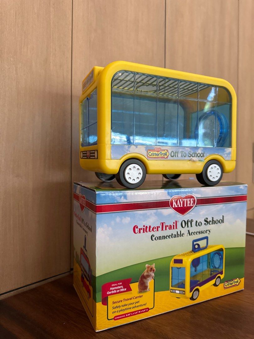 KAYTEE Travel Carrier in Yellow Bus for Hamsters Gerbils or Mice CritterTrail Off to School Connectable Accessory