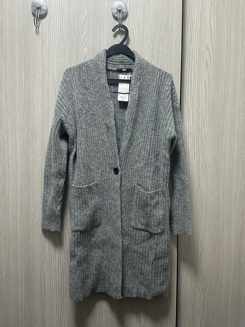 Uniqlo wool ribbed knitted coat discount