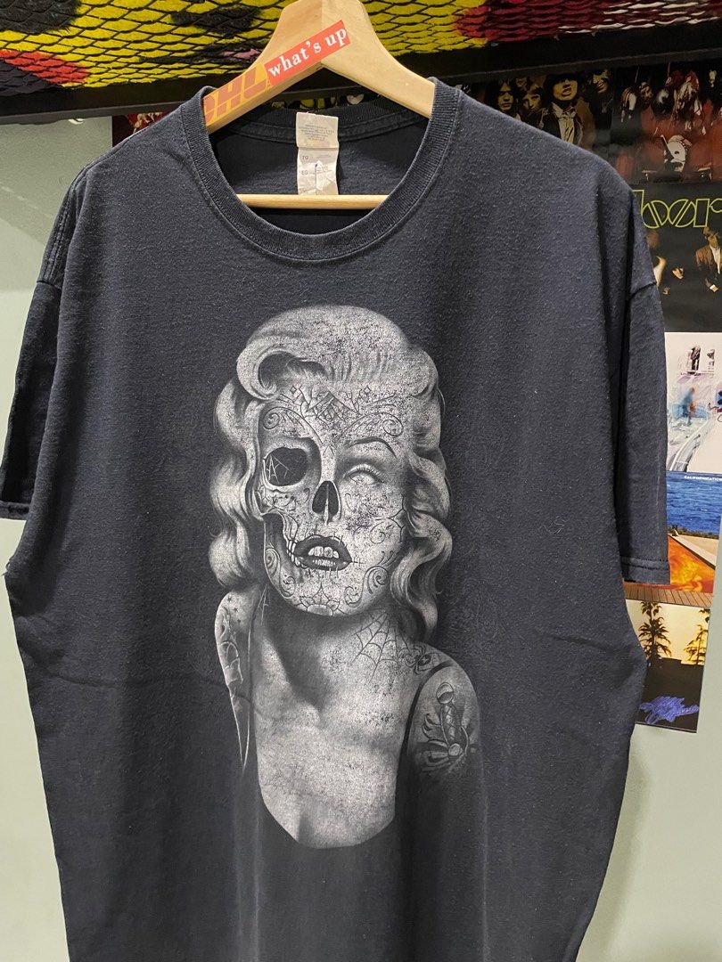 Vintage Marilyn Monroe Skull Skeleton Tee Men s Fashion Tops Sets Tshirts Polo Shirts on Carousell