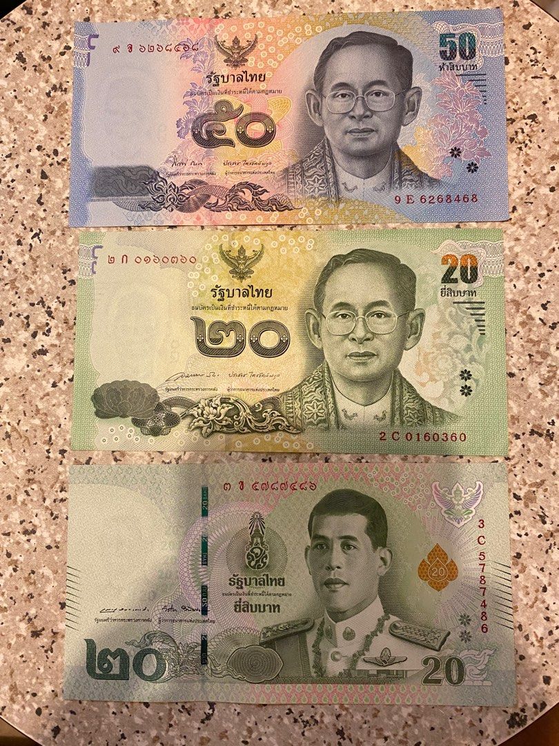 泰銖伍拾圓及二十圓紙鈔, 興趣及遊戲, 收藏品及紀念品, 錢幣- Carousell