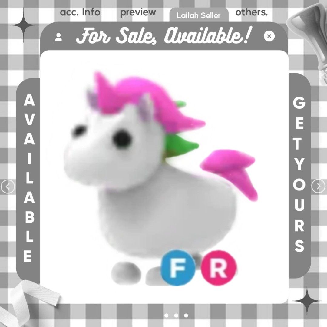 Adopt me | FR Unicorn | Legendary pet | Roblox, Hobbies & Toys, Toys ...