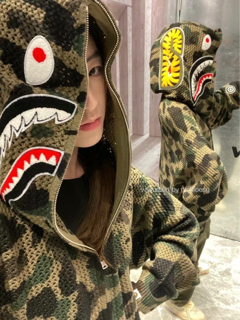 Camo Jacquard 1st Camo Shark Bape Uk Hoodie 1ST CAMO SHARK FULL