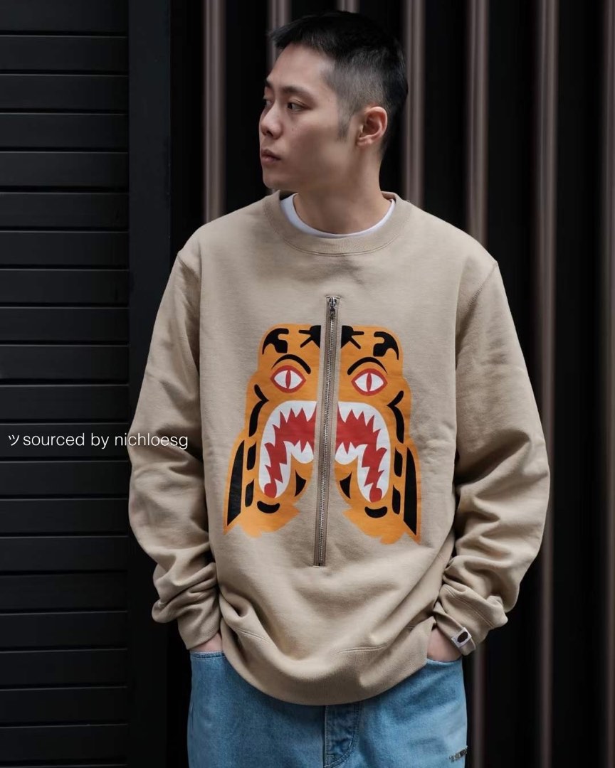BAPE TIGER CREWNECK Men s Fashion Tops Sets Hoodies on Carousell