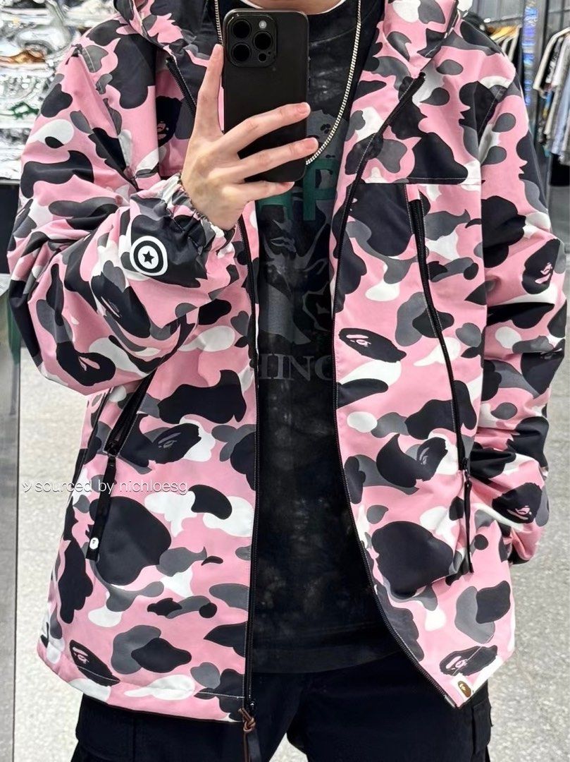 Pink camo bape jacket top