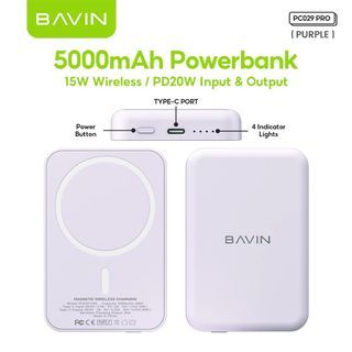 Bavin wireless magnetic powerbank 5000mah