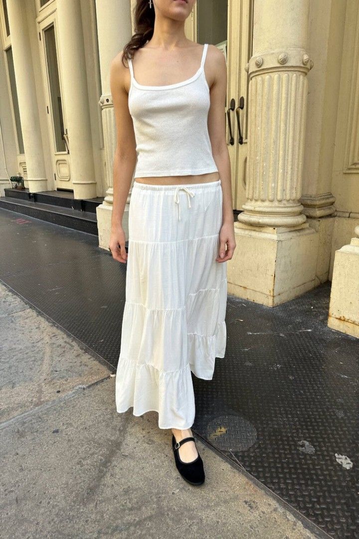 Brandy Melville John Galt white Nadia long skirt, Women's