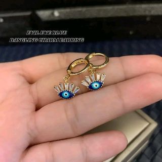 Evil eye blue dangling earrings