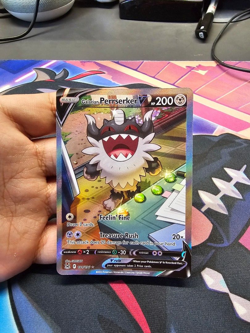galarian perrserker pokemon card value V 129/196 Ultra Rare Rare (Sword & Shield Lost Origin) + 1x TitanCards® Toploader Toys Colorless Rule Galarian Perrserker V Alt Art