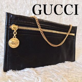 Gucci clutch bag multi case black gold rare