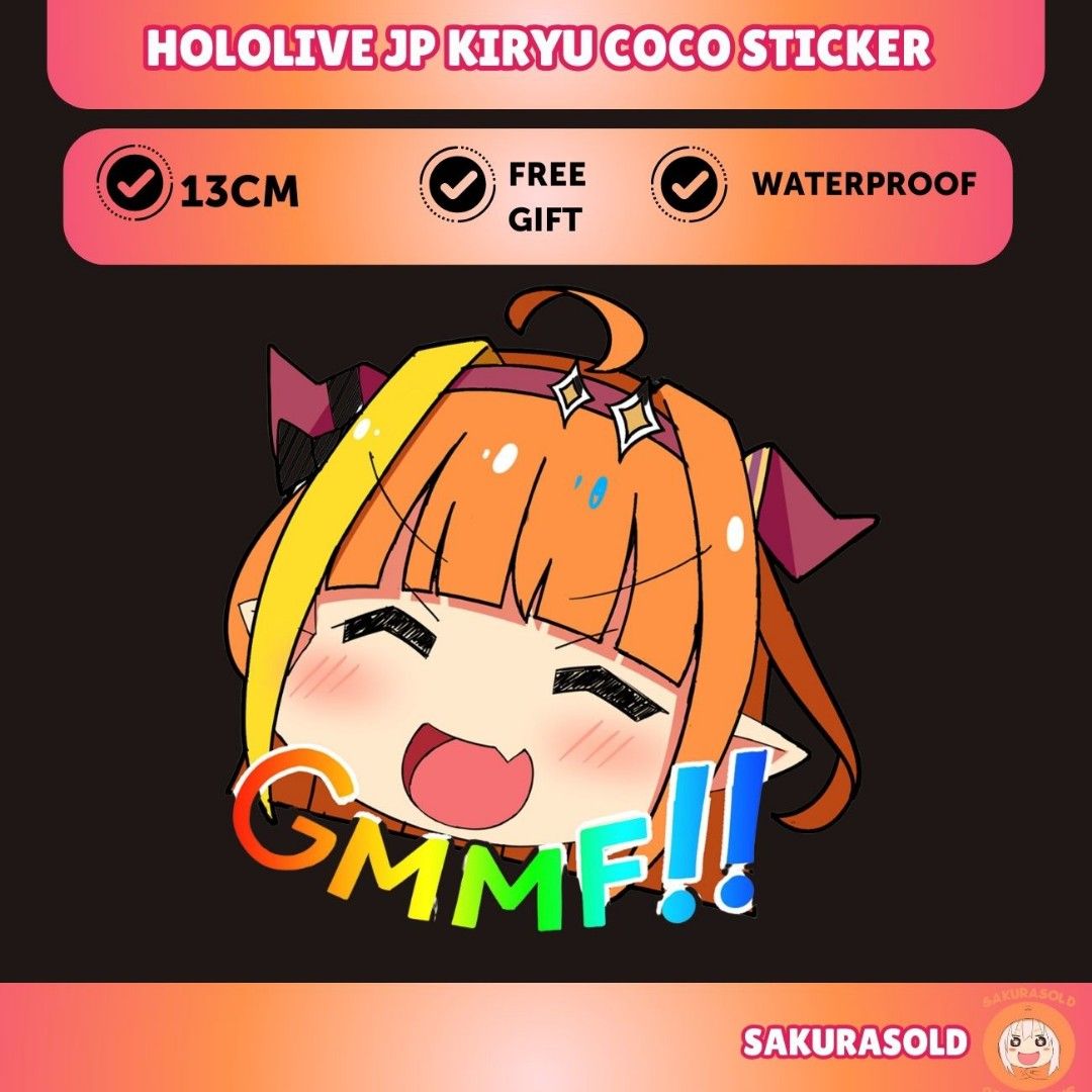 Hololive Kiryu Coco Waterproof Sticker, Hobbies & Toys, Collectibles &  Memorabilia, J-pop on Carousell