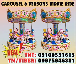Indoor Coin Operated Carousel 6 Persons Kiddie Ride