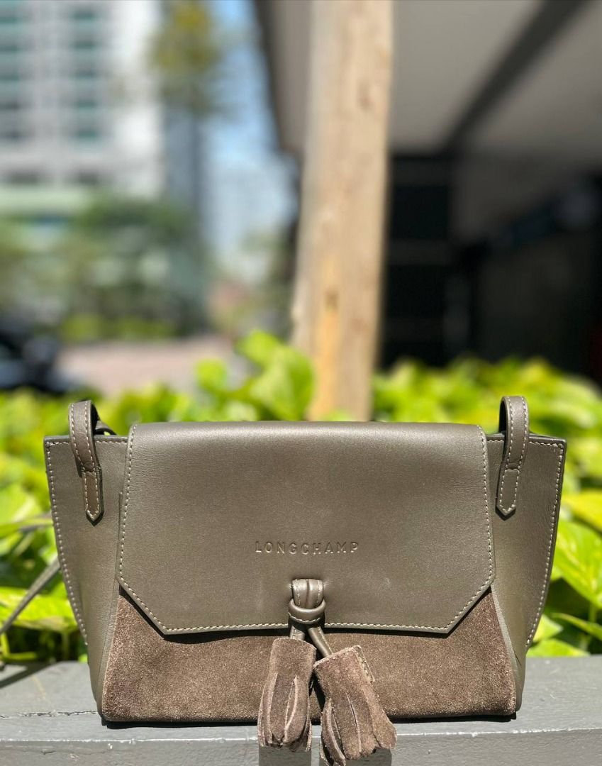 LONGCHAMP PENELOPE CALFSKIN LEATHER SUEDE LEATHER CROSSBODY BAG