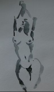 Minimal nude watercolor painting