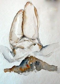 Minimalist nude watercolor painting