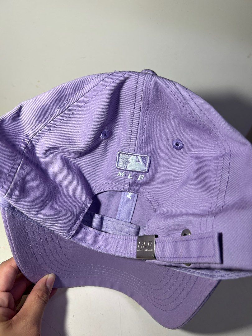 MLB cap (Category: Caps & Hats) located in Quezon City. Submitted by max.declutter (Listing ID 1295119205, Image 3). Description: color: purple size: OSFA -bought it from ig reseller - used once only! - rfs: too big for my head 😅 i think it’s mens sizing 😊 - Shipping fee c/o buyer - MOP: Gcash only -MOD : Lalamove/ Gogo express / Grab delivery.