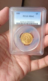Ms62 1881 5 dollar gold coin