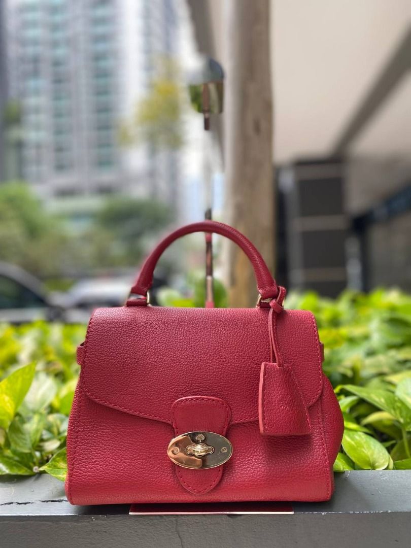 MULBERRY PRIMROSE IN BRIGHT RED GOLD HARDWARE HANDLE BAG WITH CALFSKIN LEATHER