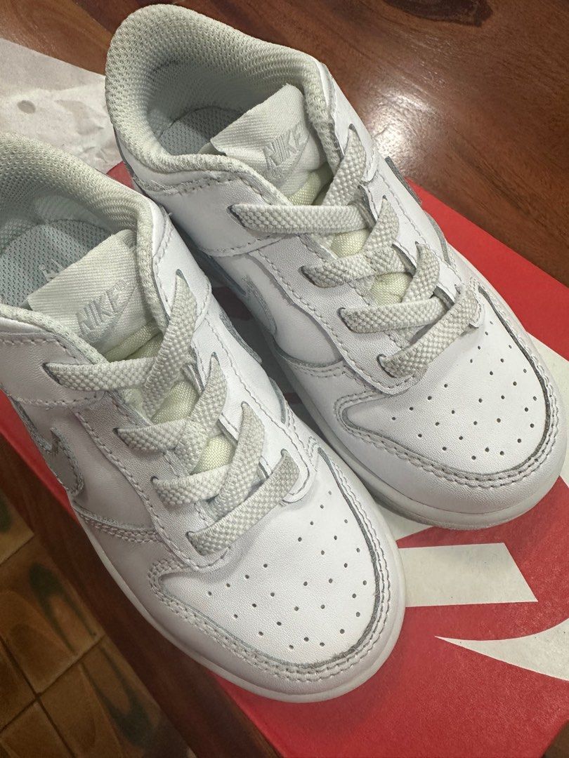 Nike Dunk Low White Toddler Shoes (Category: Sneakers) located in Quezon City. Submitted by gracesc (Listing ID 1295031177, Image 1). Description: Size 9C.