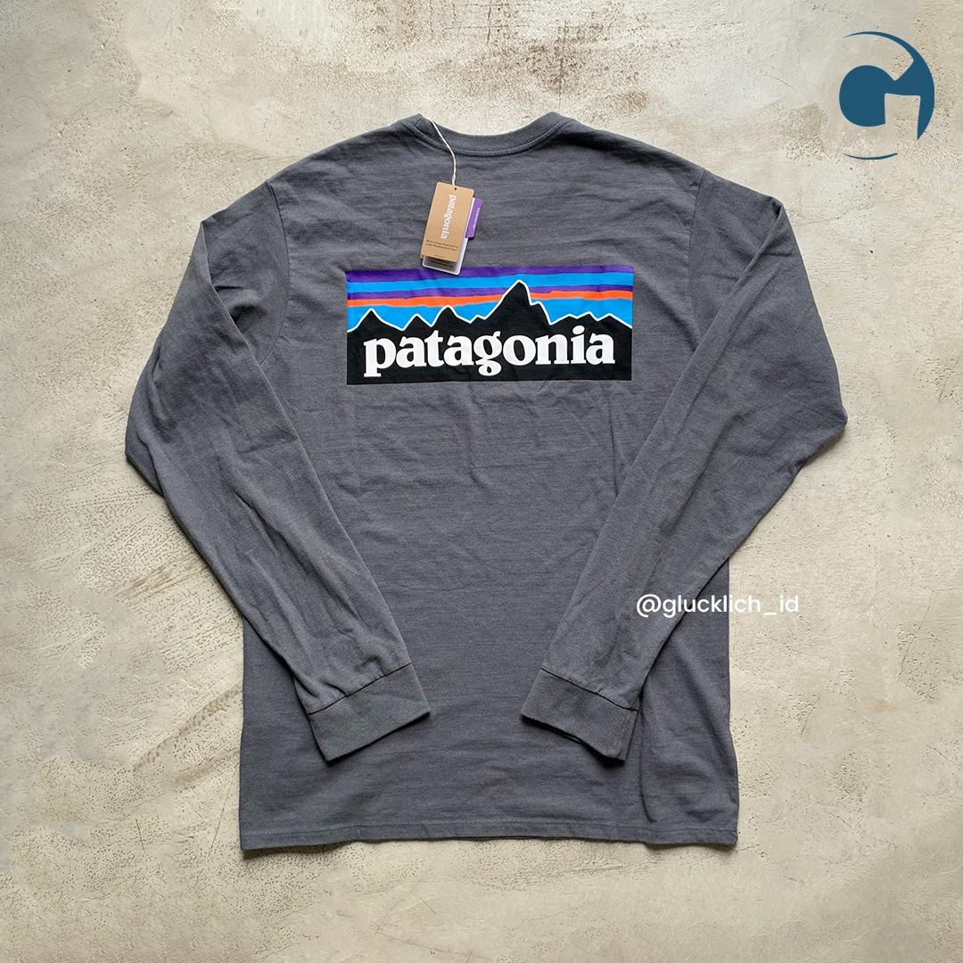 Patagonia, P-6 Logo Long Sleeve Responsibili Tee in Plume Grey
