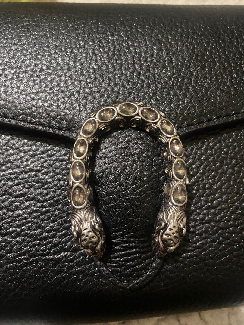 Preloved Dionysus Mini Shoulder Bag (Category: Luxury Bags & Wallets) located in Pasig City. Submitted by ladyljoa (Listing ID 1295024105, Image 2). Description: Dimensions: Width: 20cm, Height: 14cm, Depth: 4cm, Strap: 60cm Preloved Gucci Dionysus Collection Mini Shoulder Bag 100% Leather, 100% Metal Normal sign of wear.