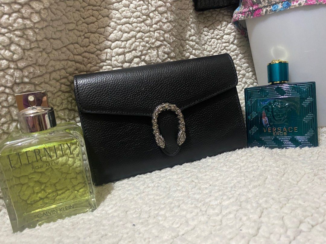 Preloved Dionysus Mini Shoulder Bag (Category: Luxury Bags & Wallets) located in Pasig City. Submitted by ladyljoa (Listing ID 1295024105, Image 1). Description: Dimensions: Width: 20cm, Height: 14cm, Depth: 4cm, Strap: 60cm Preloved Gucci Dionysus Collection Mini Shoulder Bag 100% Leather, 100% Metal Normal sign of wear.